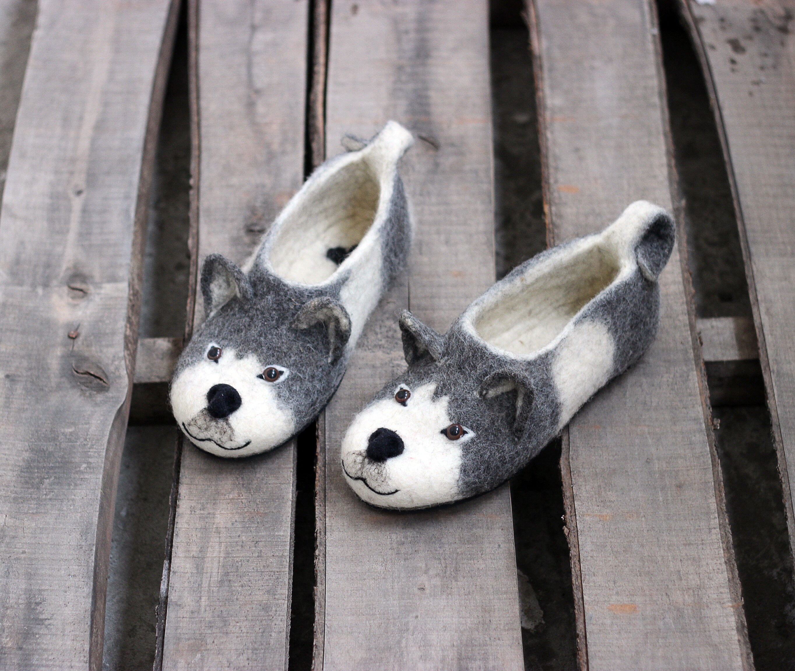 Husky dog puppies slippers by photo personalized Malamute | Etsy