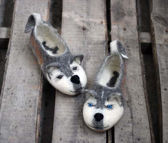 Husky Dog Slippers With Different Eyes Etsy