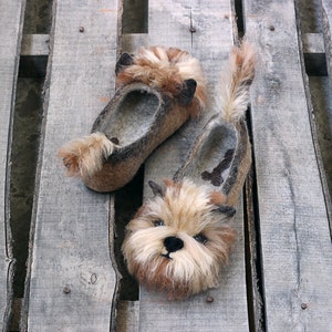 Premium York Terrier custom dog slippers, felted Yorkshire, personalized, wool, mini dog toy shoes, felt, flat slippers, home, felting image 6