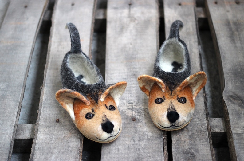 Welsh Dog Slippers Handmade Wool Shoes/toy Dogs Etsy