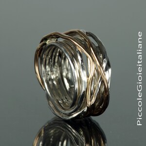 Anello Impilabile In Argento Sterling Testurizzato Fatto A Mano: Fascia Artigianale Biologica - Italia - Foto 3