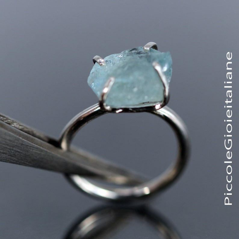 Orecchini a bottone con acquamarina naturale: orecchini fatti a mano in argento sterling 925, articolo da regalo - Italia