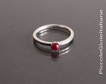 Naturalny pierścionek z rubinem, pierścionek ze srebra 925, pierścionek z kaboszonem, pierścionek z cennym klejnotem, pierścionek z czerwonym rubinem, pierścionek ręcznie robiony, pierścionek kobiety