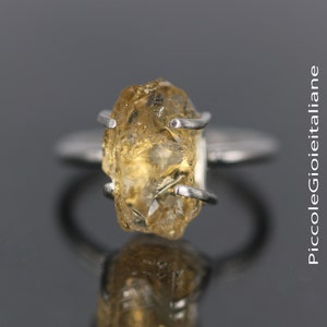 Citrin Ring, Silver Ring 925, Ring Raw Stone, Ring Hard Stones, Honey-Colored Citrino Ring, Handcrafted Ring, Big Ring
