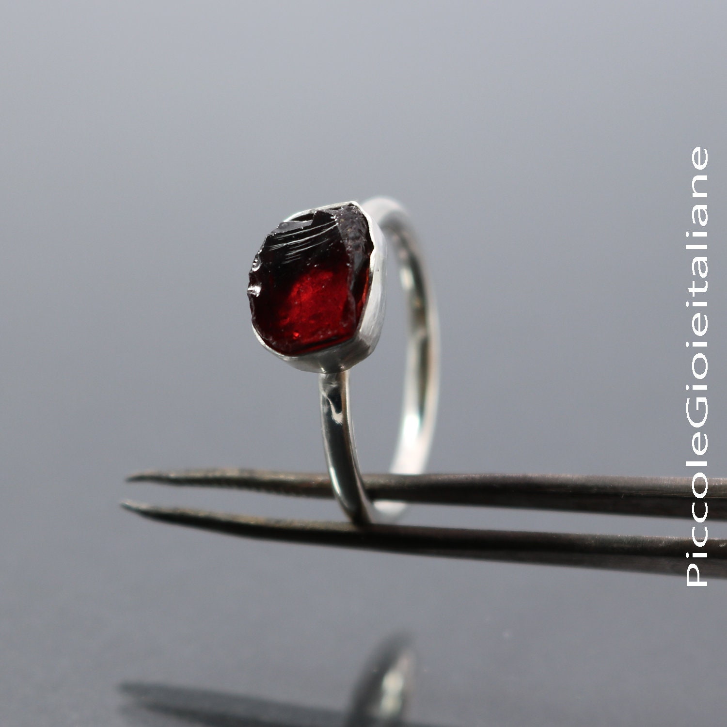 Anello in granato di hessonite naturale da uomo in argento sterling 925
