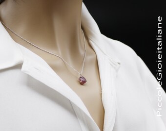 Raw ruby necklace, 925 silver and ruby necklace, red ruby necklace, delicate necklace, handcrafted necklace, raw stone necklace