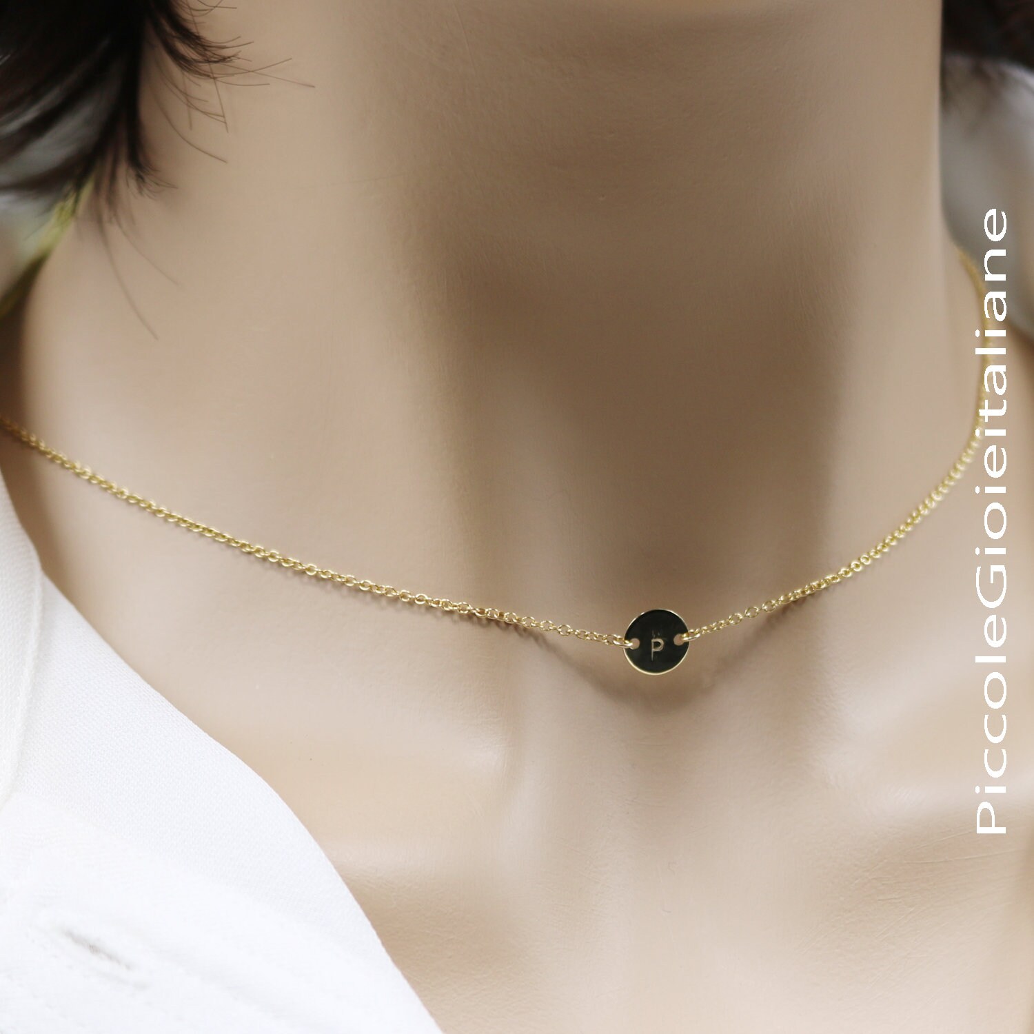 Collana ciondolo pendente personalizzabile con iniziale nome lettera I oro bianco 18kt e diamanti-collane artigianali personalizzate made in Italy - Gioielli Lo Presti