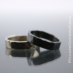 925 silver ring Band ring Wedding ring Handmade ring Hammered ring His and her ring Oxidized ring Stackable ring