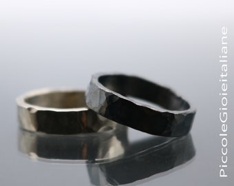 925 Silver Ring Band Ring Wedding Band Handmade Ring Hammered Ring His and Her Ring Oxidized Ring Stackable Ring