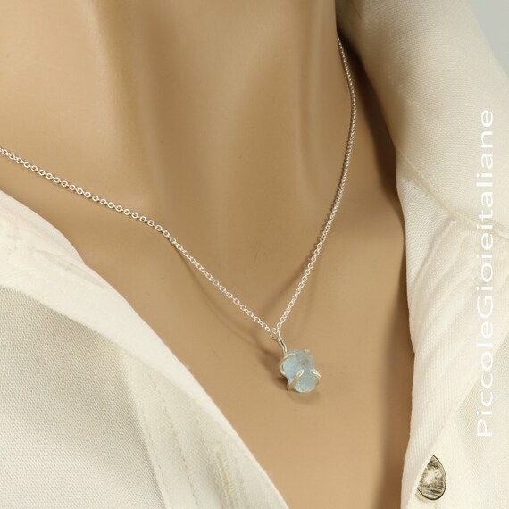 Collier En Aigue-marine Et Argent 925 - Longueur 44,5 Cm - Marque Samarcanda - Neuf Avec étiquettes