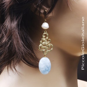 Earrings with pearls modern earrings long earrings agate Earrings gold earrings silver earrings pendant Earrings