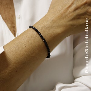 Onyx and 925 silver bracelet Minimal bracelet Hard stones bracelet Modern bracelet Handcrafted bracelet Unisex bracelet Black bracelet