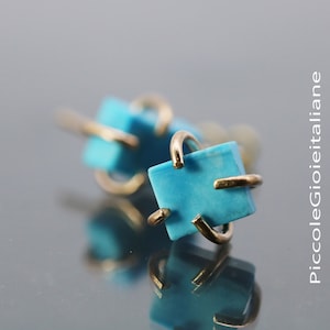 Ruwe Turkoois oorbellen, gouden gevuld 14k oorbellen, edelsteen oorbellen, ruwe stenen oorbellen, harde stenen oorbellen, Turquoise