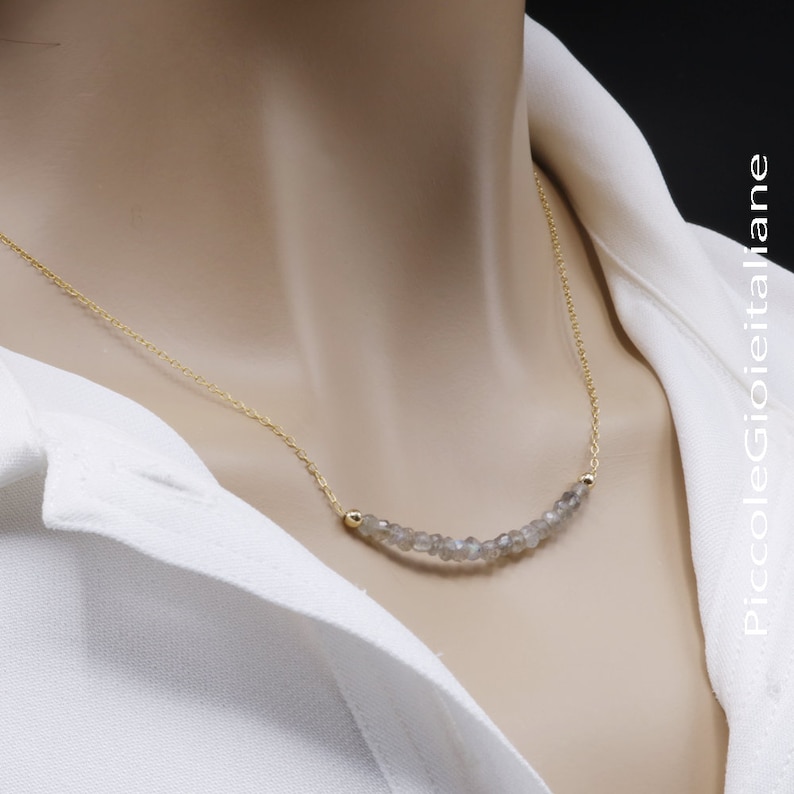 Collana In Labradorite Bianca A Rondelle E Elementi Irregolari - Foto 13