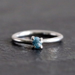 Blue rough diamond ring 925 silver ring Rough diamond ring Handcrafted ring Alternative engagement ring Minimal ring