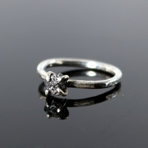 Black Rough Diamond Ring 925 Silver Ring Organic Ring Rough Stone Ring Handcrafted Ring Alternate Engagement Ring