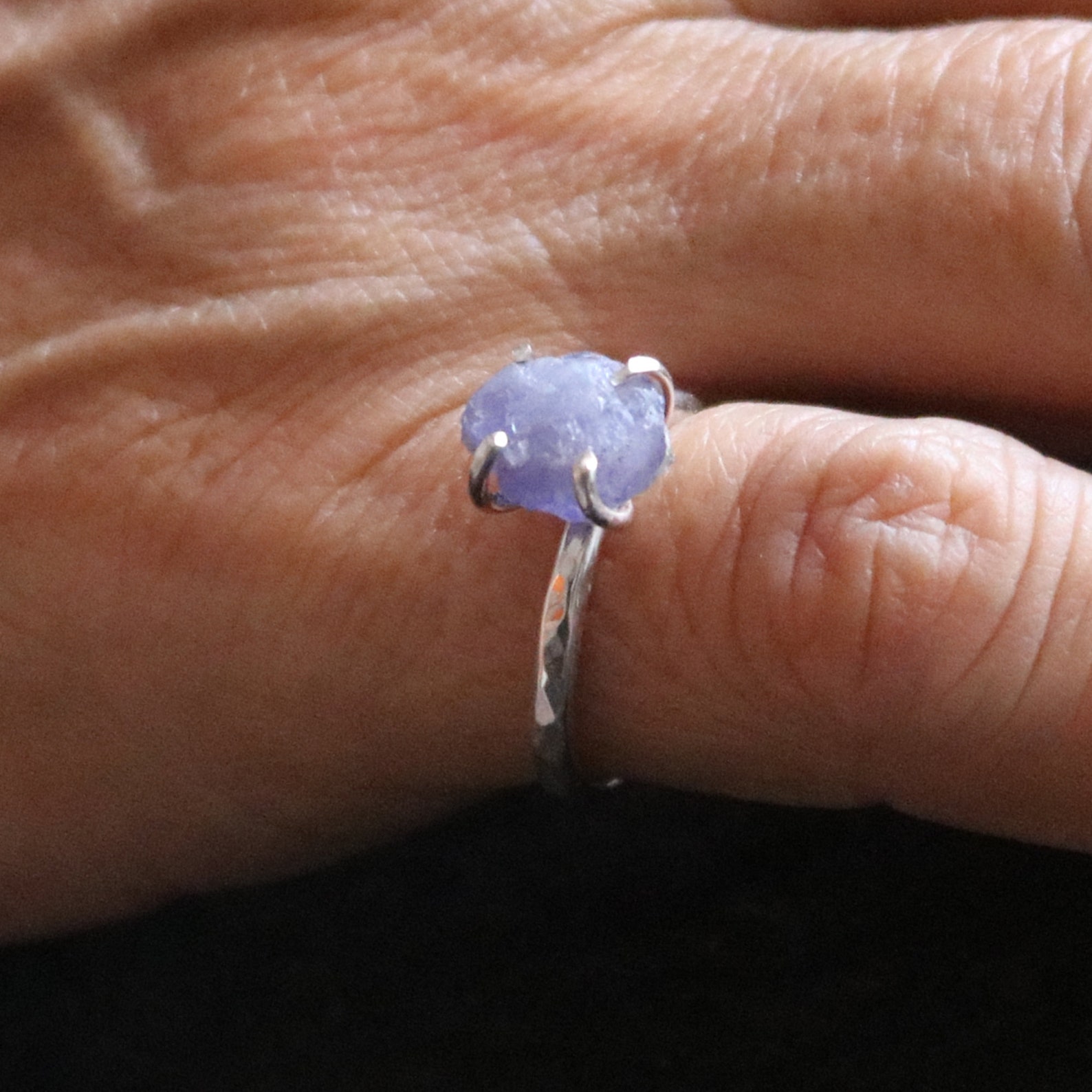 Anello Argento 925 Con Tanzanite Blu Naturale &ndash; Fatto A Mano, Regalo Donna Boho A-694