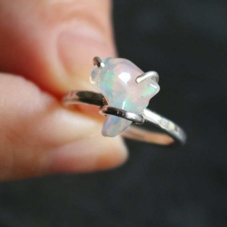 CUOKA MIRACLE Anello Luna E Stelle In Argento 925 Con Opale - Anello Aperto Regolabile Per Donne, Regalo Con Scatola - 6