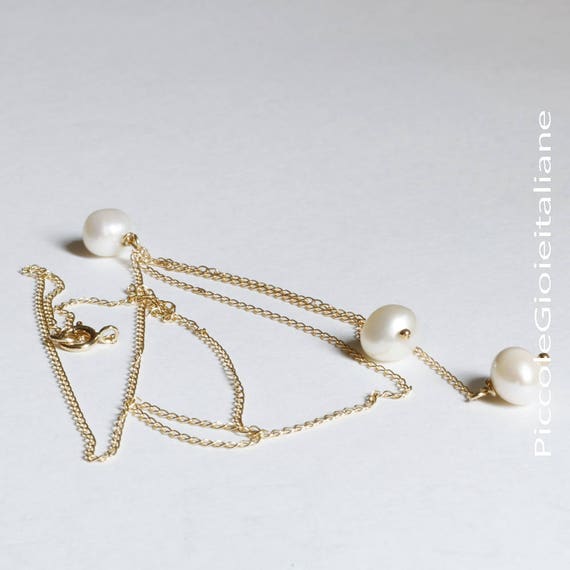14K Gold Filled Necklace Cultured Pearl Necklace Gold Filled