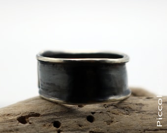 925 Silver Ring, Band Ring, Oxidized Ring, Handmade Ring, Band Ring, Wide Band Ring, Unisex Ring, Two-Tone Ring