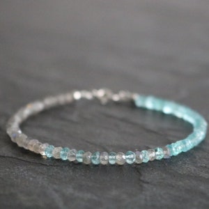 Labradorite and apatite bracelet Sterling silver braceletg925 Minimalist bracelet Bracelet semi-precious stones Bracelet precious stones