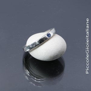 Natural Sapphire Ring, 925 Silver Ring, Blue Sapphire Ring, Hammered Ring, Women&#39;s Ring, Faith Ring, Handmade Ring
