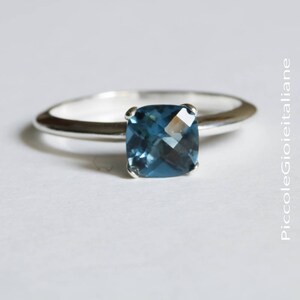 London Topaz Ring, sterling silver Ring, solitary Ring, engagement Ring, gemstones Ring, Blue Ring, woman Ring