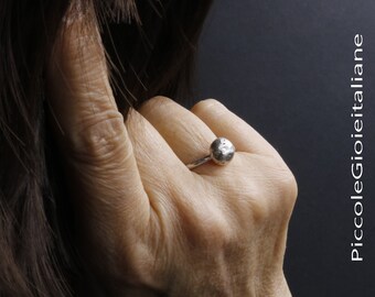 Silver Ring 925, Nugget Ring, Minimal Ring, Handmade Ring, Silver Melt Pepita 925, Unisex Ring, Stackable Ring