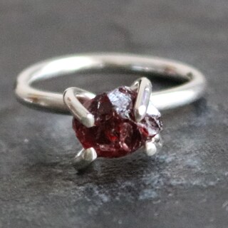 Orecchini Uloveido CR003 In Argento 925 Con Granato Naturale - 5 Pietre Da 0,4 Ct Ciascuno, Fiore Rosso, Regalo In Scatola Velluto