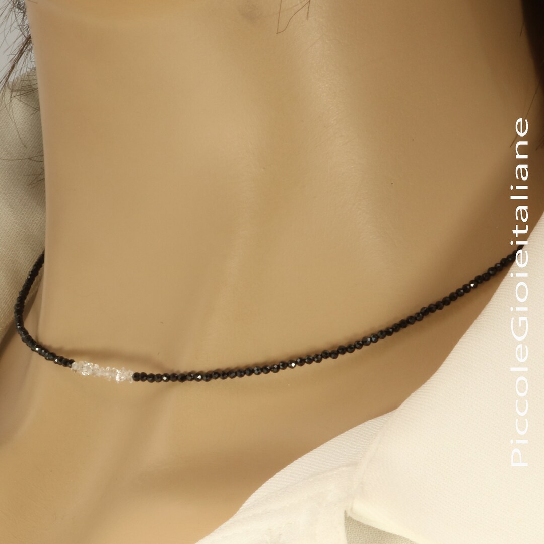 Perline Rotonde Sfuse In Pietra Naturale Sfaccettata Di Spinello Nero - Foto 7