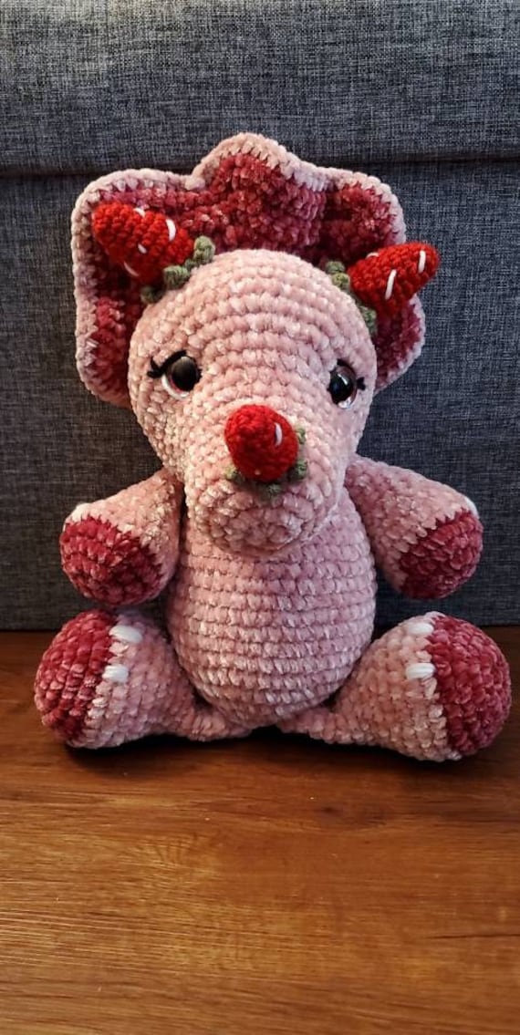 Strawberry Triceratops Crochet Triceratops Strawberratops Etsy