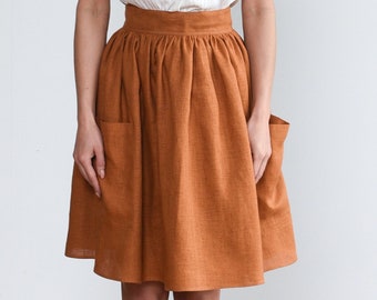 Wrap Skirt Linen Tie Skirt, Prairie Skirt, Cottagecore Skirt with Pockets, Wrap Around Skirt, High Waist Swing Skirt Gathered Skirt, Grethel