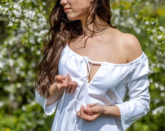 Maternity Nightgown, Nursing Night Gown, Pregnancy Pajamas, Maternity Sleepwear, Nursing Dress, 17th Century Nighty Medieval Outlander Dream