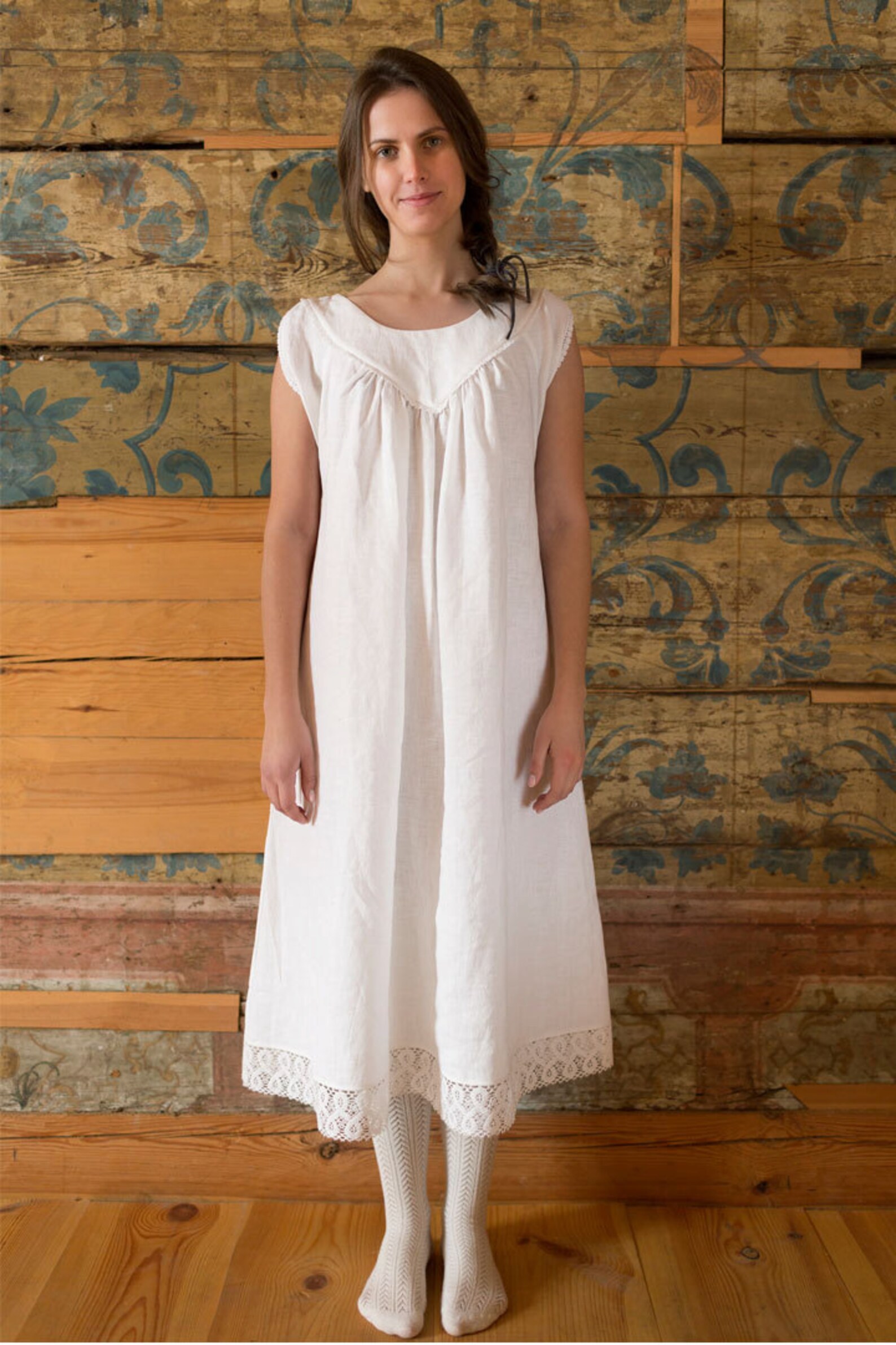 Linen Nightgown for Women Linen Nightdress Vintage Long Etsy