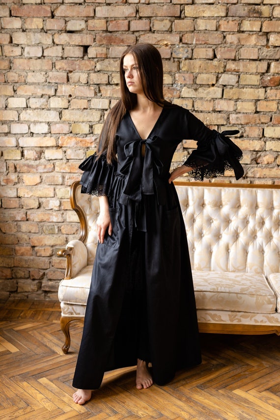 Altmodische Nachtwäsche, schwarze Vintage Nachtwäsche, viktorianische  Unterwäsche, viktorianische Nacht Robe, viktorianisches Nachtkleid Rokoko  Nächte in schwarz - .de
