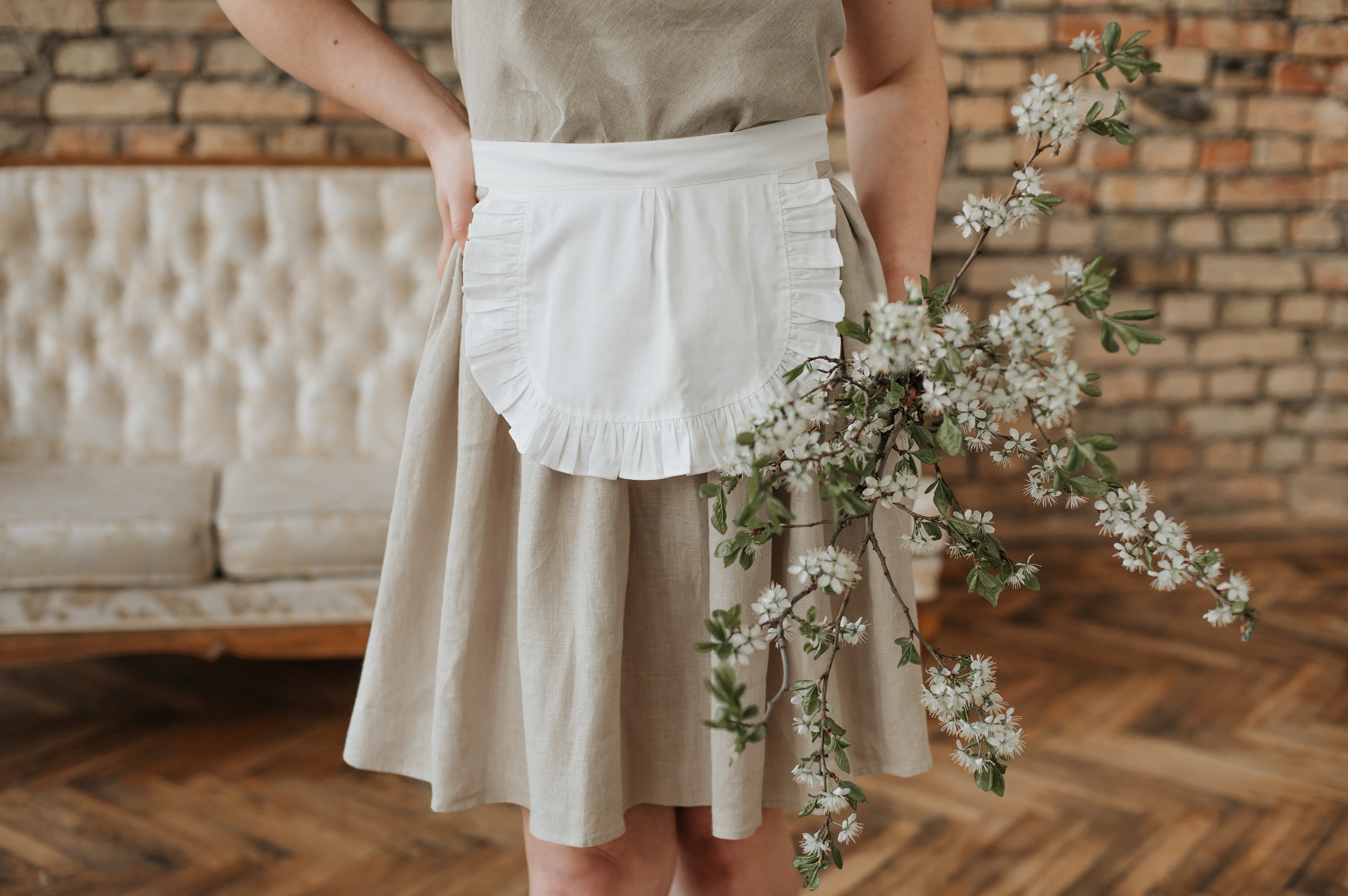 Lolita Cotton Little Apron With Ruffles, French Maid Apron
