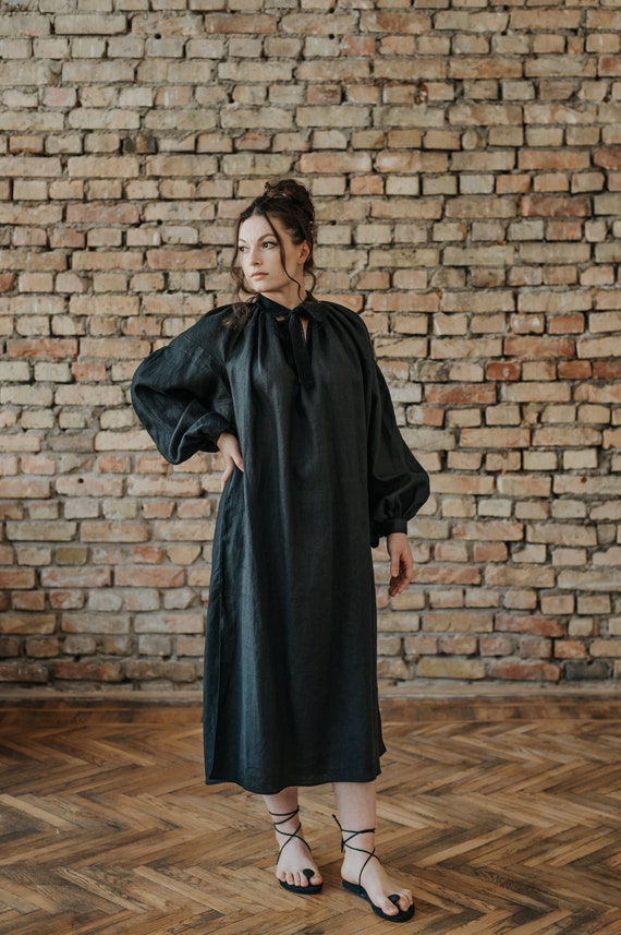 old fashioned linen dresses Vintage linen dress BETTY