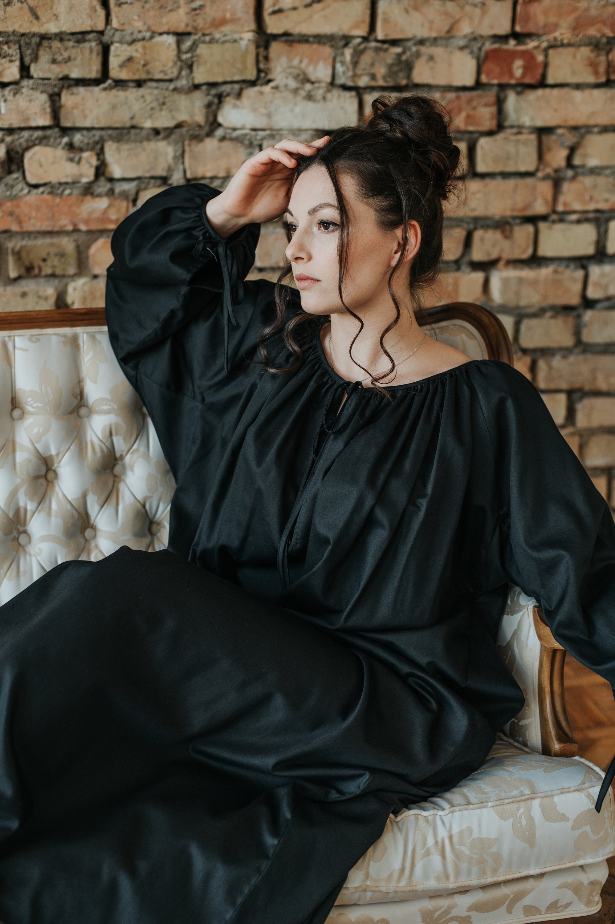 ワンピース FUMIKA_UCHIDA vintage night dress Milda - Victorian Vintage Inspired Nightgown in Black, White, Ecru