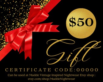 Gift Certificate for 50-500 dollars to spend at Madde shop | Gift card | The perfect last minute present | Gift voucher| Choose your present