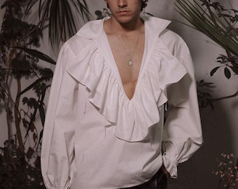 Lord Byron - Vintage Inspired Men’s Shirt in White Cotton or Linen