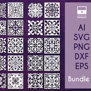 Pacchetto di piastrelle marocchine n. 1: file di taglio digitale SVG, DXF, vettoriale - 10 stencil stampabili per taglio laser, pittura di pareti e mobili, Cricut