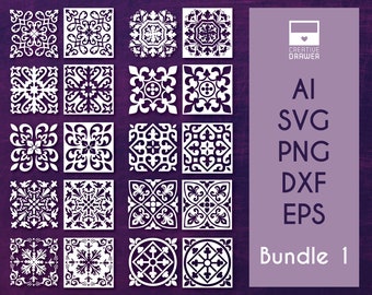 Moroccan tile bundle no 1: digital cut files SVG, DXF, vector - 10 printable stencils for laser cutting, wall & furniture painting, Cricut