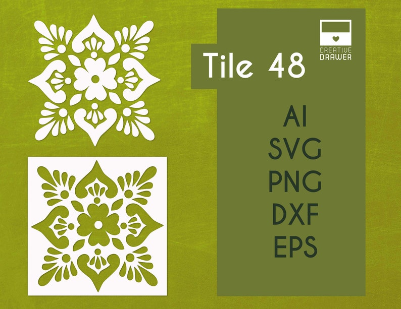 Spanish Stencil Tile 48 Digital Cut File SVG DXF Eps Png. Etsy