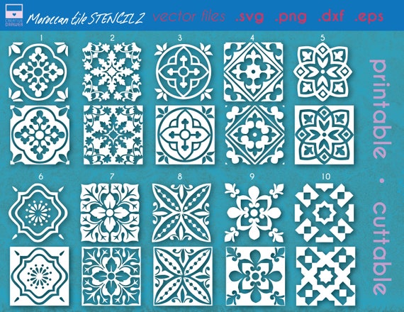 Printable Moroccan Stencil Bundle 2 Set Of 10 Printable Etsy