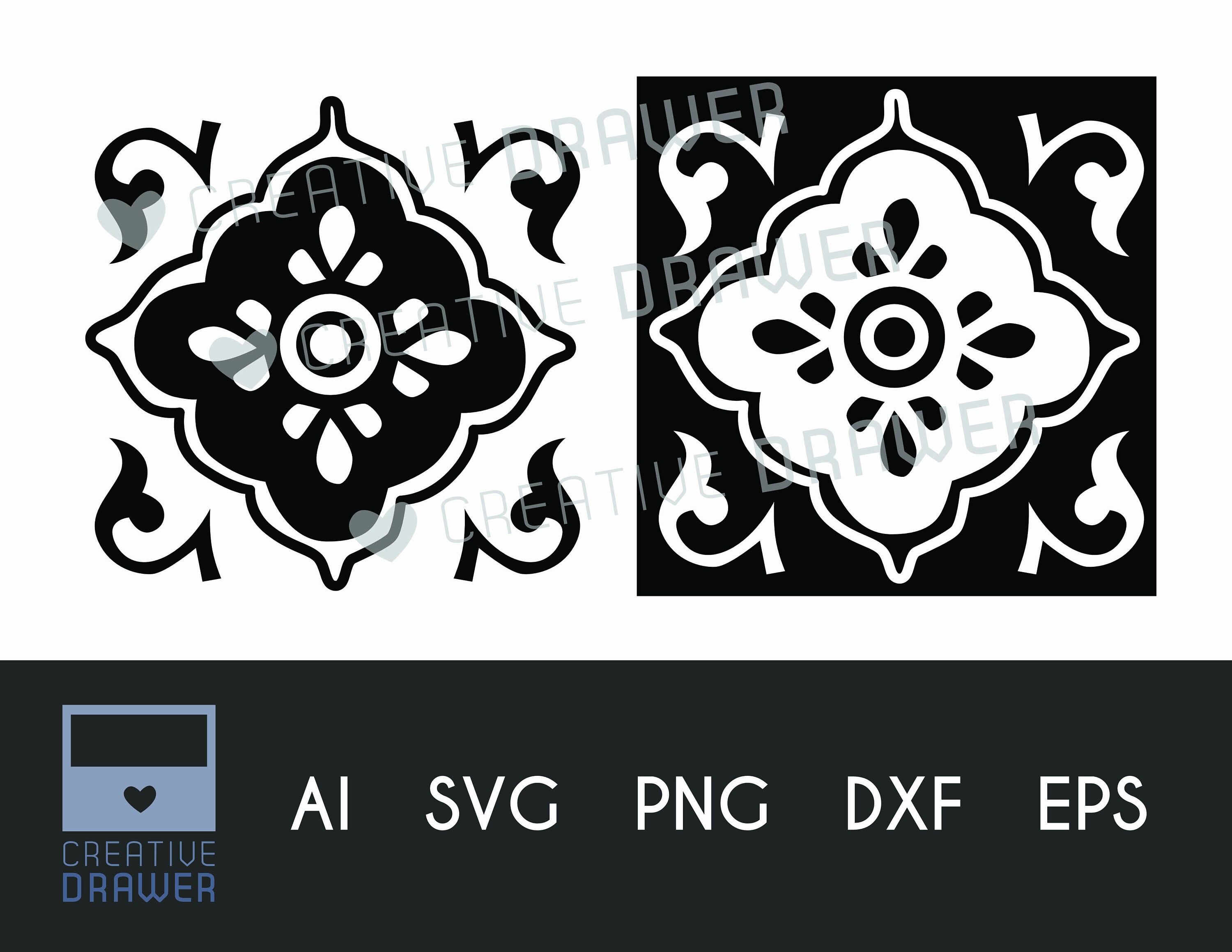 Spanish Stencil Tile 42 Digital Cut File SVG DXF Eps Png. Etsy