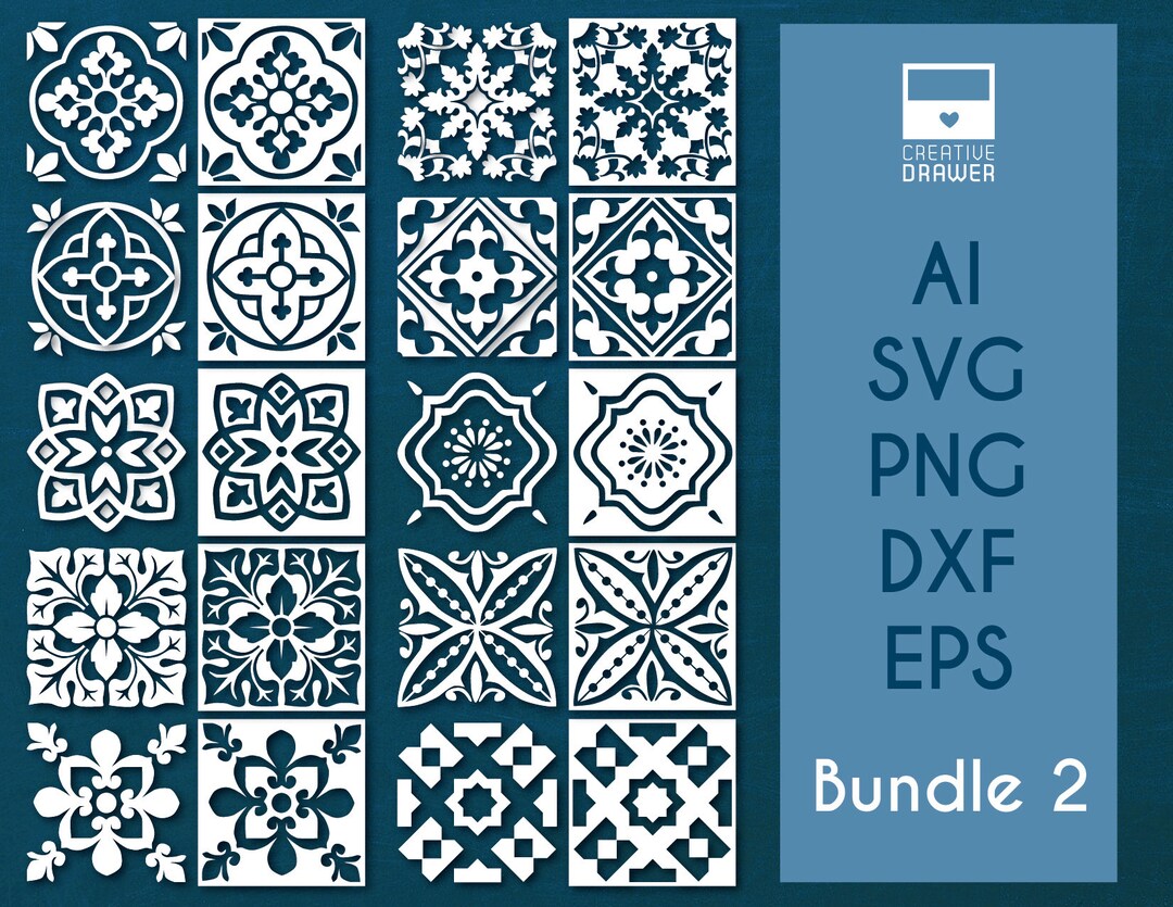 Moroccan Tile Stencil Bundle: Laser Cut Files for Cricut (digital ...