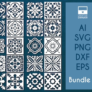 Marokkaanse tegelbundel nr. 2: digitale snijbestanden SVG, DXF, vector - 10 afdrukbare stencils, voor lasersnijden, muur- & meubelschilderen, Cricut