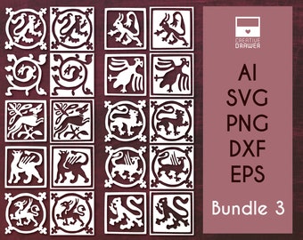 Mittelalterliche Fliesenschablone: Laser Cut Dateien für Cricut (Digitaler Download)