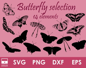 Schmetterling SVG Bundle: 14 Motten Plotterdatei für Cricut (Digitaler Download)