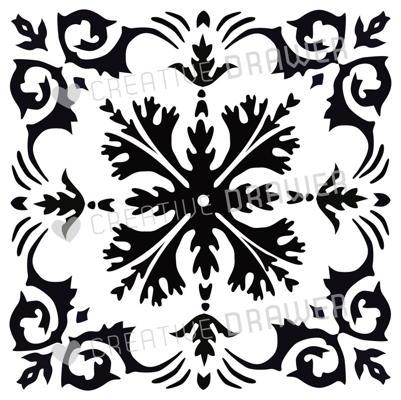 Moroccan Stencil Tile 5 Digital Cut File SVG DXF Eps Png. Printable Template for Wall, Furniture ...